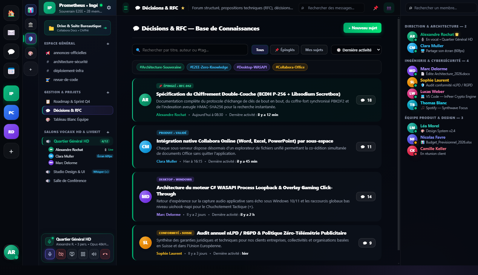 Forums et Base de connaissances chiffrée InPeer
